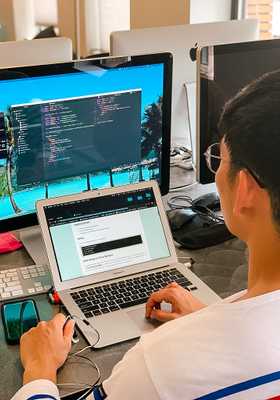 view of a student's desk